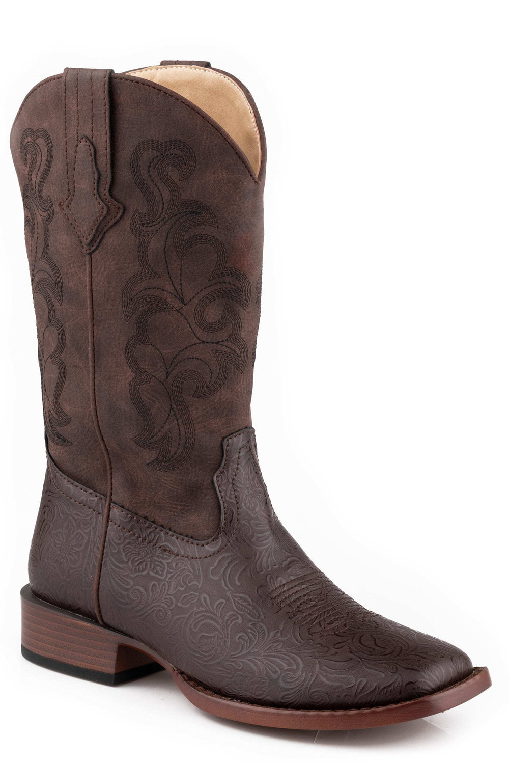 Roper Womens Brown Floral Embossed Vamp - Roper - Flyclothing LLC