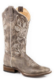 Roper Womens Vintage Brown Leather Vamp Shaft Flextra Boot With Floral Embroidery On Shaft - Roper - Flyclothing LLC