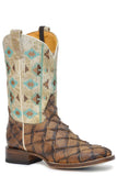Roper Womens Embossed Tan Pirarucu Boot - Roper - Flyclothing LLC