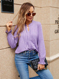 Pleated Notched Neck Flounce Sleeve Blouse - Trendsi - Flyclothing LLC