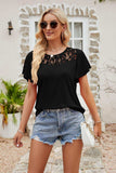 Spliced Lace Flutter Sleeve Top - Trendsi - Flyclothing LLC