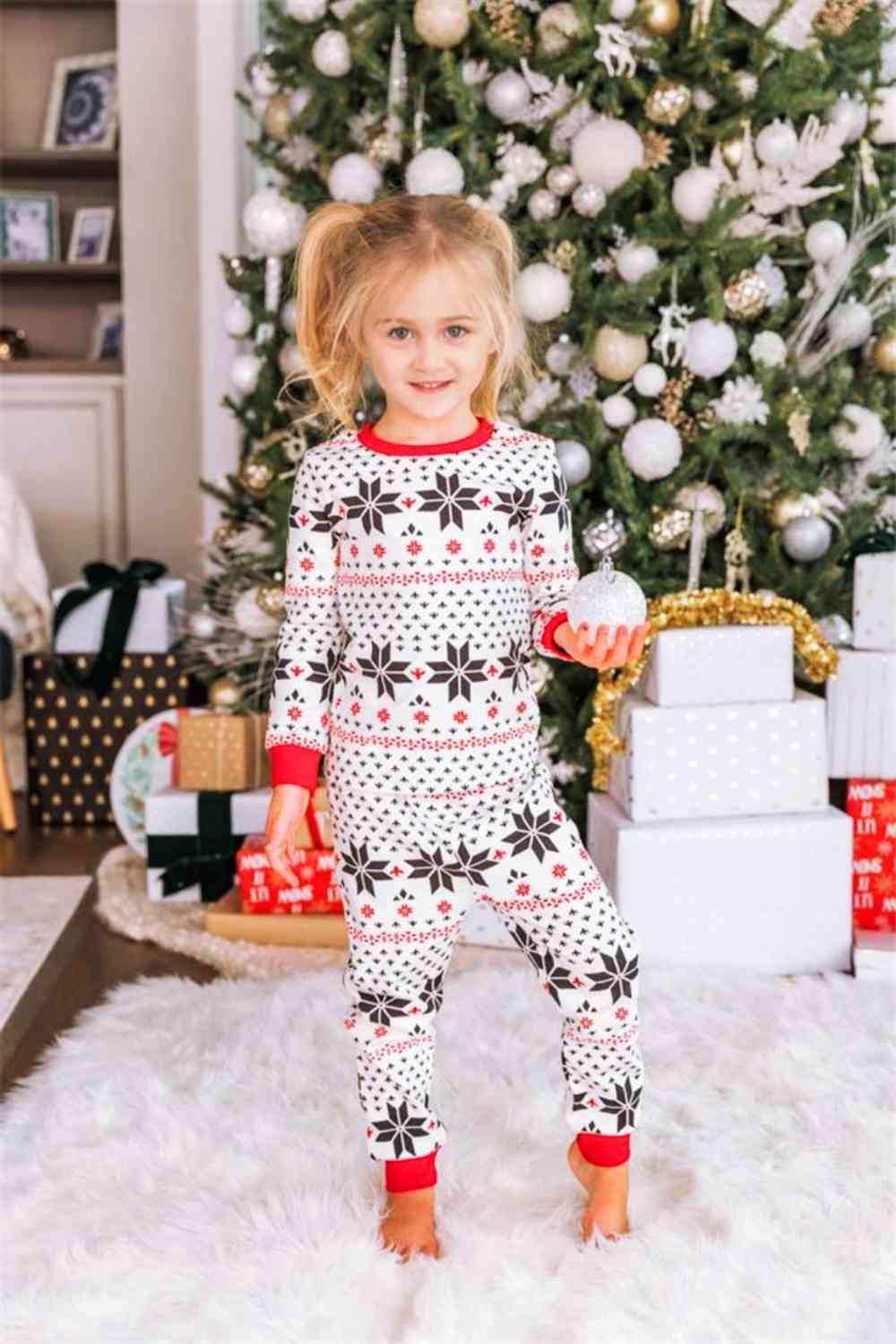 Snowflake Pattern Top and Pants Set - Trendsi - Flyclothing LLC