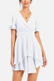 Surplice Neck Flutter Sleeve Dress - Trendsi - Flyclothing LLC