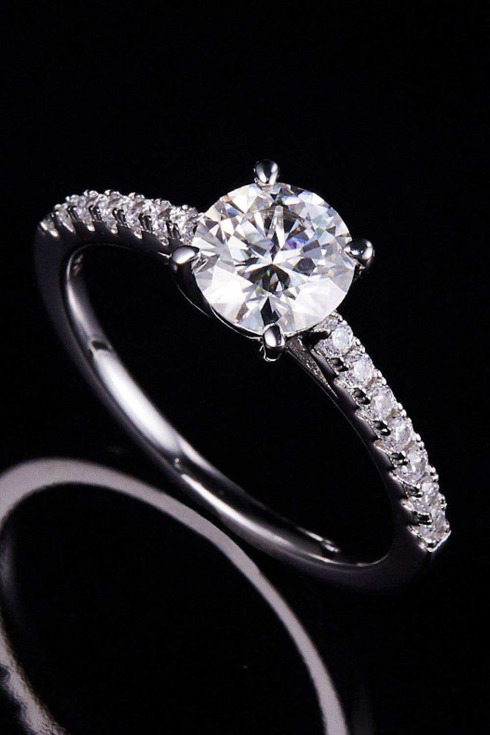 1 Carat Moissanite 925 Sterling Silver Side Stone Ring - Trendsi - Flyclothing LLC