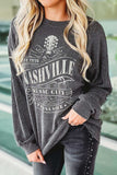 Ribbed Round Neck Long Sleeve Graphic Sweatshirt - Trendsi - Flyclothing LLC
