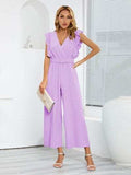 Ruffled Surplice Cap Sleeve Jumpsuit - Trendsi - Flyclothing LLC