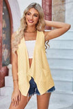 Eyelet Open Front Sleeveless Cardigan - Trendsi - Flyclothing LLC