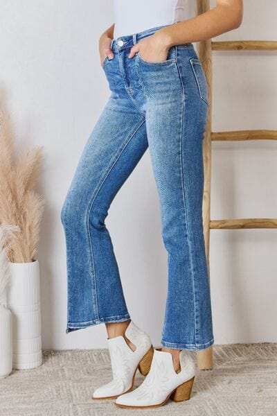 RISEN Full Size High Rise Ankle Flare Jeans - Trendsi - Flyclothing LLC