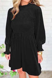 Smocked Round Neck Long Sleeve Dress - Trendsi - Flyclothing LLC
