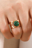 18k Gold Plated Malachite Leaf Ring - Trendsi - Flyclothing LLC