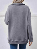 Collared Neck Dropped Shoulder Sweatshirt - Trendsi - Flyclothing LLC