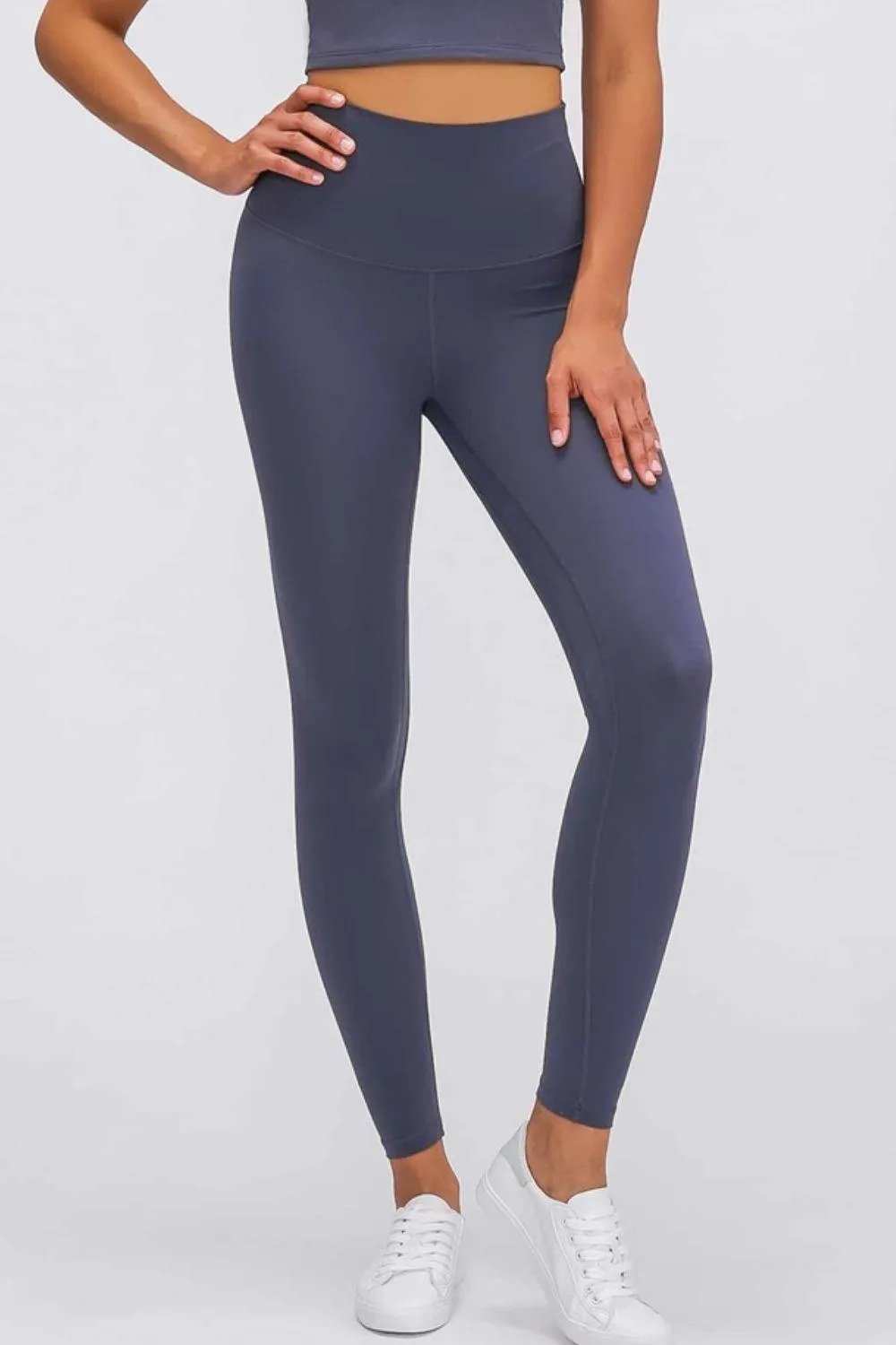 Feel Like Skin Elastic Waistband Yoga Leggings - Trendsi - Flyclothing LLC