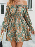 Floral Off-Shoulder Flounce Sleeve Dress - Trendsi - Flyclothing LLC