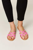 WILD DIVA Crisscross PU Leather Open Toe Sandals - Trendsi - Flyclothing LLC