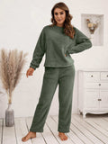Teddy Long Sleeve Top and Pants Lounge Set - Trendsi - Flyclothing LLC