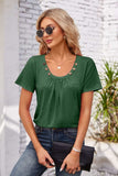 Decorative Button Scoop Neck T-Shirt - Trendsi - Flyclothing LLC