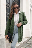 Open Front Cable-Knit Cardigan - Trendsi - Flyclothing LLC
