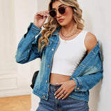 Washed Denim Jacket - Trendsi - Flyclothing LLC