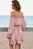 Frill Off-Shoulder Flounce Sleeve Dress - Trendsi - Flyclothing LLC