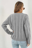 Round Neck Long Sleeve Sweater - Trendsi - Flyclothing LLC