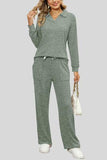 Ribbed Long Sleeve Top and Pocketed Pants Set - Trendsi - Flyclothing LLC