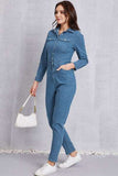 Snap Down Denim Jumpsuit with Pockets - Trendsi - Flyclothing LLC