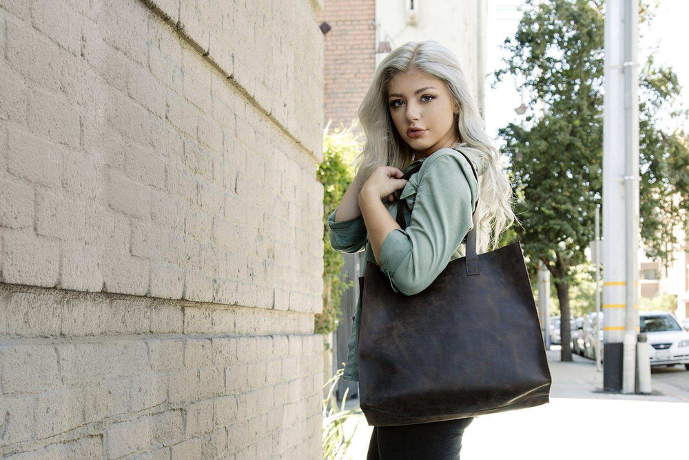 Kiko Leather Raw Edge Tote - Kiko - Flyclothing LLC