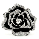 Alamode Rhodium Brass Ring with Top Grade Crystal in Clear - Alamode - Flyclothing LLC