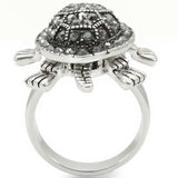 Alamode Rhodium Brass Ring with Top Grade Crystal in Multi Color - Alamode - Flyclothing LLC