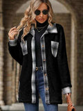 Plaid Contrast Dropped Shoulder Coat - Trendsi - Flyclothing LLC