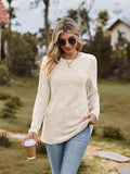Ribbed Round Neck Long Sleeve Tee - Trendsi - Flyclothing LLC