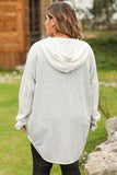 Plus Size Button Up Drawstring Long Sleeve Hoodie - Trendsi - Flyclothing LLC