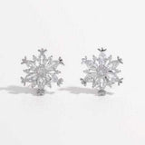 925 Sterling Silver Zircon Snowflake Earrings - Trendsi - Flyclothing LLC