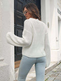 Round Neck Dropped Shoulder Sweater - Trendsi - Flyclothing LLC