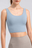 Scoop Neck Wide Strap Active Tank - Trendsi - Flyclothing LLC