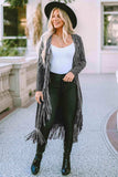 Fringe Detail Long Sleeve Cardigan - Trendsi - Flyclothing LLC