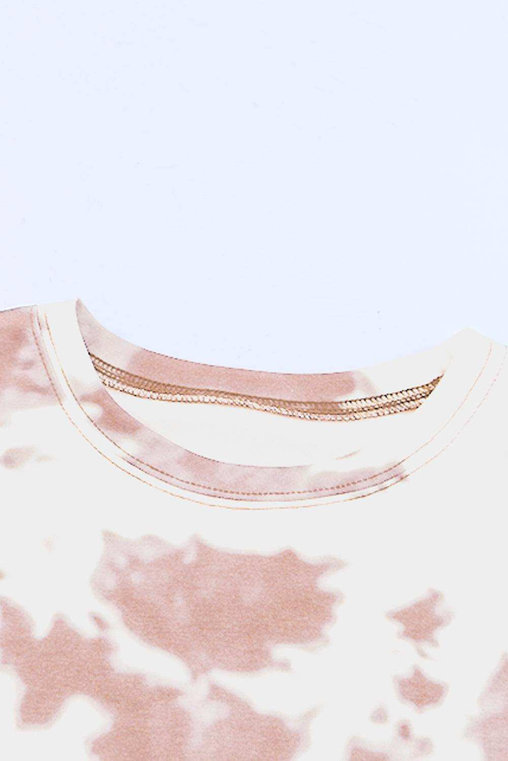 Tie-Dye Round Neck Short Sleeve Tunic Tee - Trendsi - Flyclothing LLC