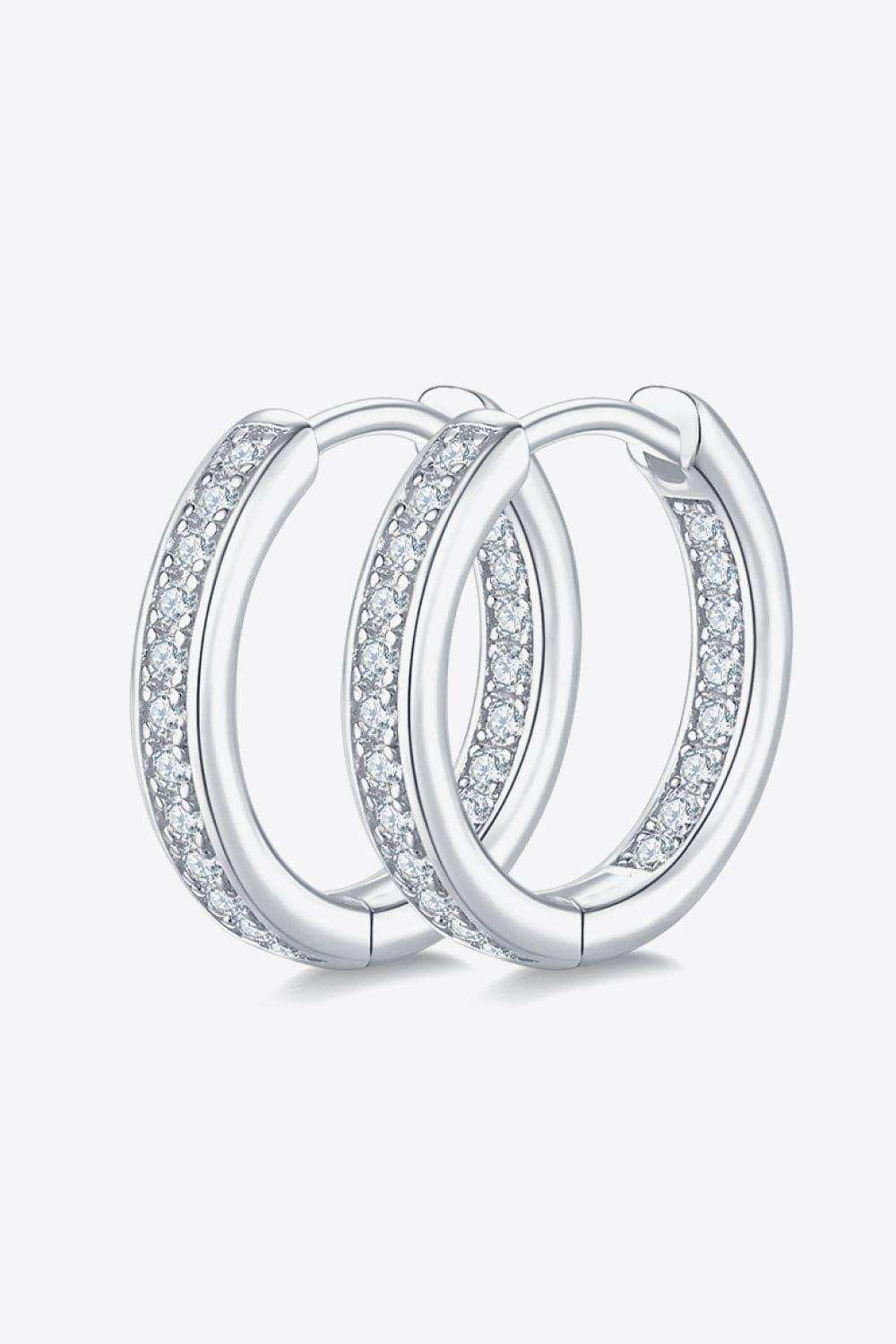 Moissanite 925 Sterling Silver Huggie Earrings - Trendsi - Flyclothing LLC