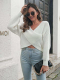 Crisscross Drop Shoulder Sweater - Trendsi - Flyclothing LLC