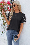 Round Neck Petal Sleeve T-Shirt - Trendsi - Flyclothing LLC