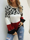 Color Block Round Neck Sweater - Trendsi - Flyclothing LLC