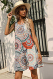 Printed Round Neck Sleeveless Dress with Pockets - Trendsi - Flyclothing LLC
