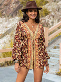 V-Neck Long Sleeve Romper - Trendsi - Flyclothing LLC