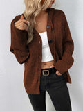 Button-Down Long Sleeve Hooded Sweater - Trendsi - Flyclothing LLC