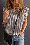 Striped Flutter Sleeve Tank - Trendsi - Flyclothing LLC