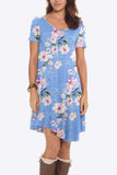Floral Round Neck Short Sleeve Dress - Trendsi - Flyclothing LLC