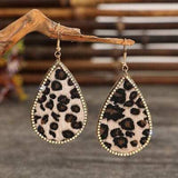 Zircon PU Leopard Teardrop Earrings - Trendsi - Flyclothing LLC