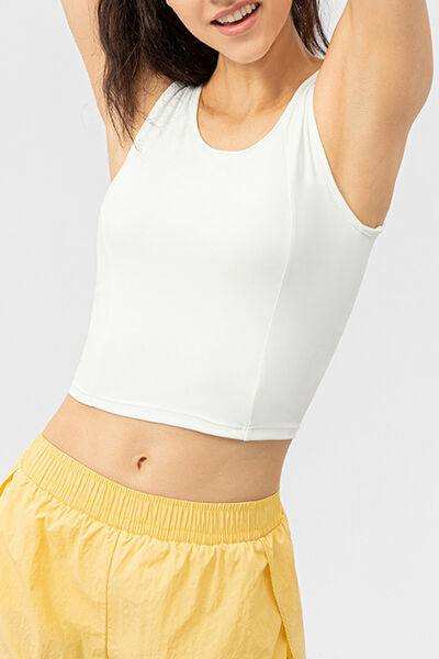 Round Neck Wide Strap Active Tank - Trendsi - Flyclothing LLC