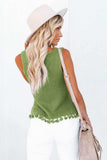 Openwork Tassel Hem Knit Tank - Trendsi - Flyclothing LLC
