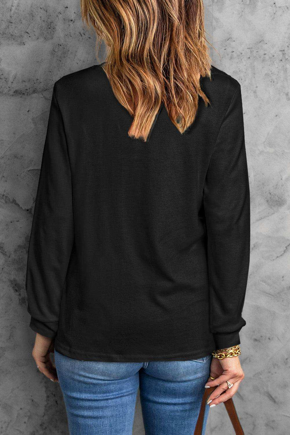 Round Neck Long Sleeve Top - Trendsi - Flyclothing LLC